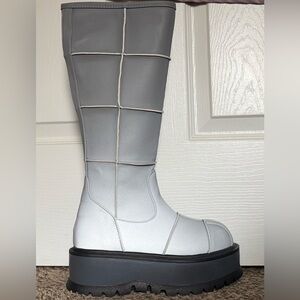 Demonia-Slacker230-Gray Reflective Vegan Leather